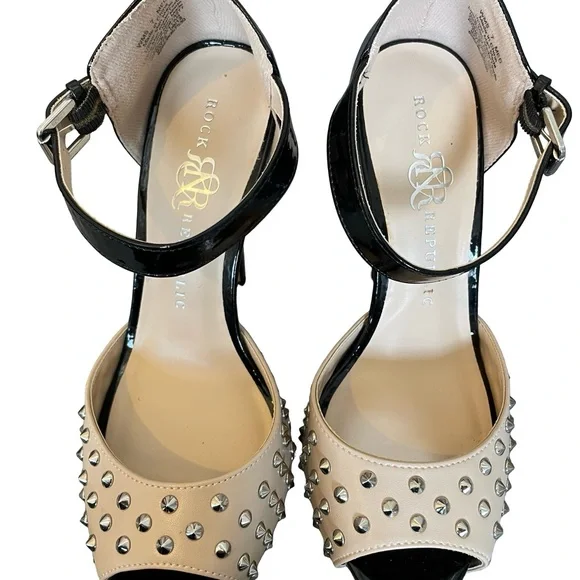 Rock & Republic Heels Studded Platform Vegan Patent Leather Kurttan Size 7 - Picture 5 of 8